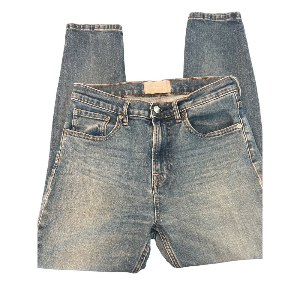 Everlane Mid Rise Skinny Jeans Blue Denim Light Distressing No Size Tag